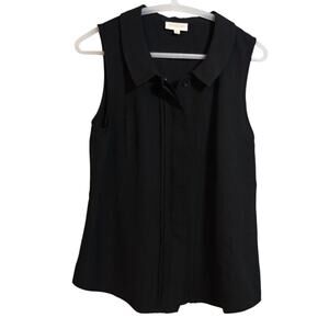 Modcloth Black Sleeveless Button Up Blouse Sleek Neutral Size L